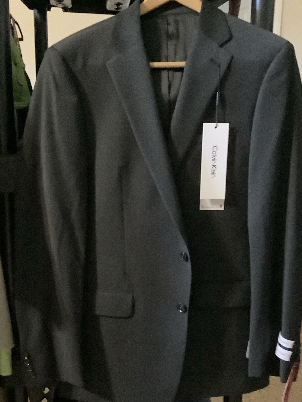 Calvin Klein Black Men's Two-Button Suit Jacket, 42L, slim fit, new